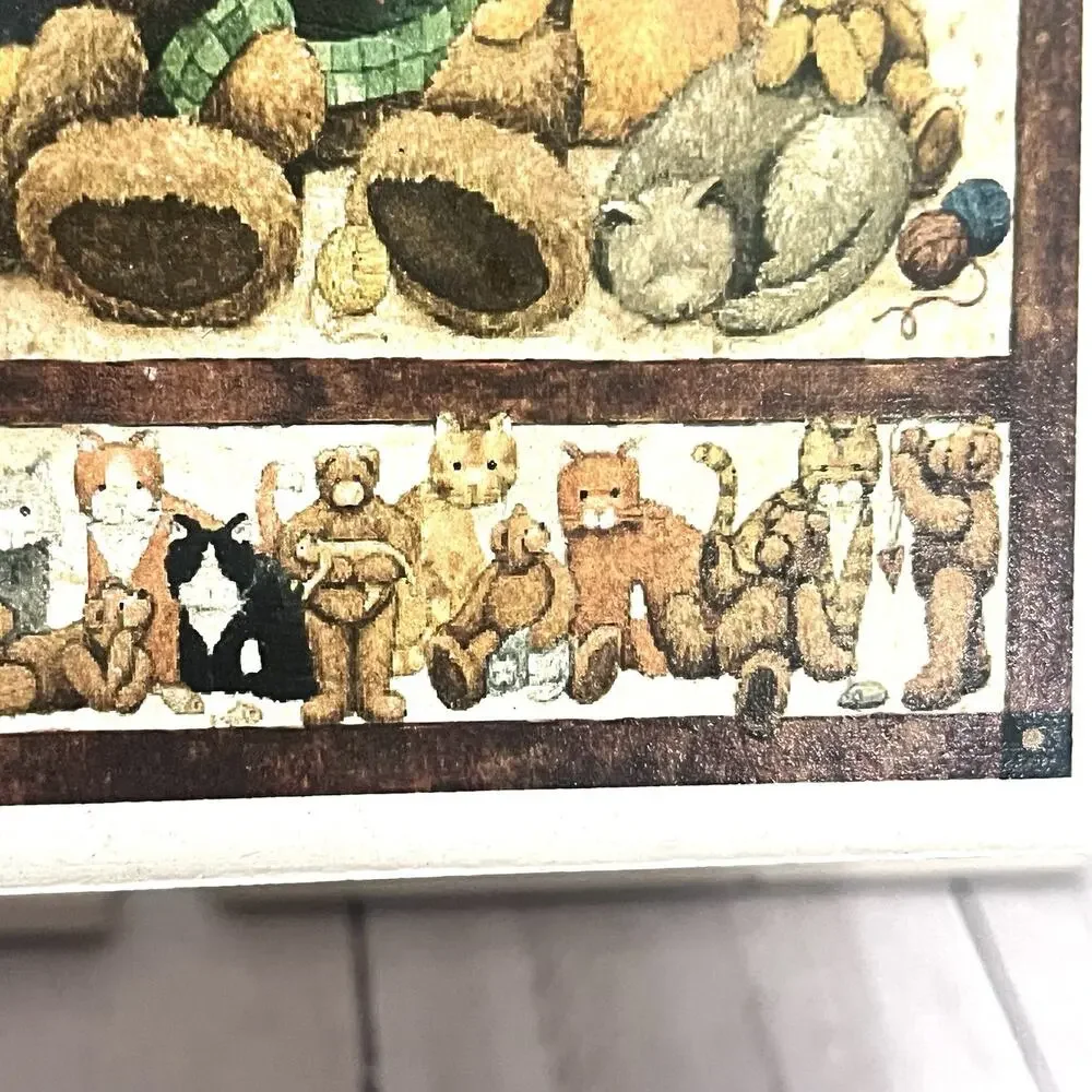 Vintage Anna Krajewski Ceramic Furry Friends Tile Coasters Cats Cottagecore 4